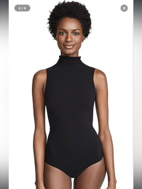 Commando Mockneck Sleeveless Thong Bodysuit One Size Black